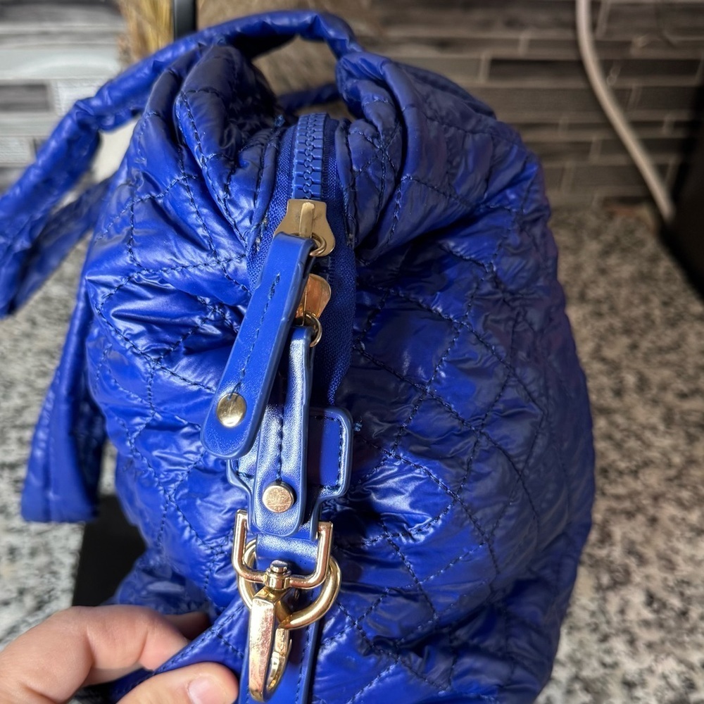 Urban Fit by Urban Expressions | Women's Blue Quilted Nylon Puffer Bag - Picture 3 of 13